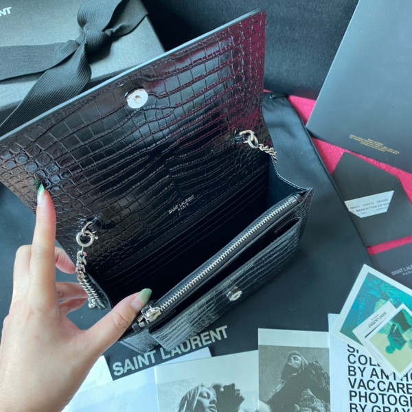 Y*L sunset in crocodile-embossed shiny leather