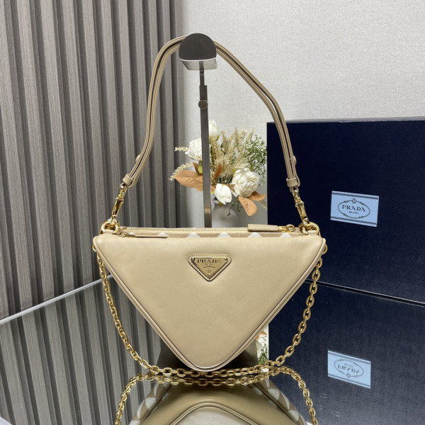 Pra*a triangular sequined pouch-26*16*13cm